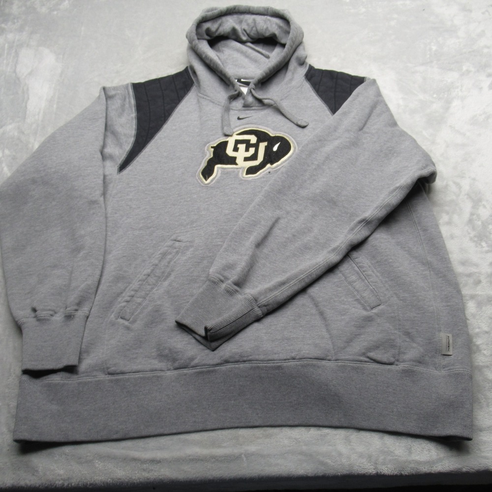 Colorado Buffaloes Hoodie Mens XL Gray Team Issued Heavyweight Center Swoosh